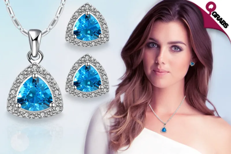 From QR99, Sparkle Like the Sea & Sky with a Blue Crystal Jewelry Set - Includes Beautiful Necklace & Earrings! (Up to QR398 Value)